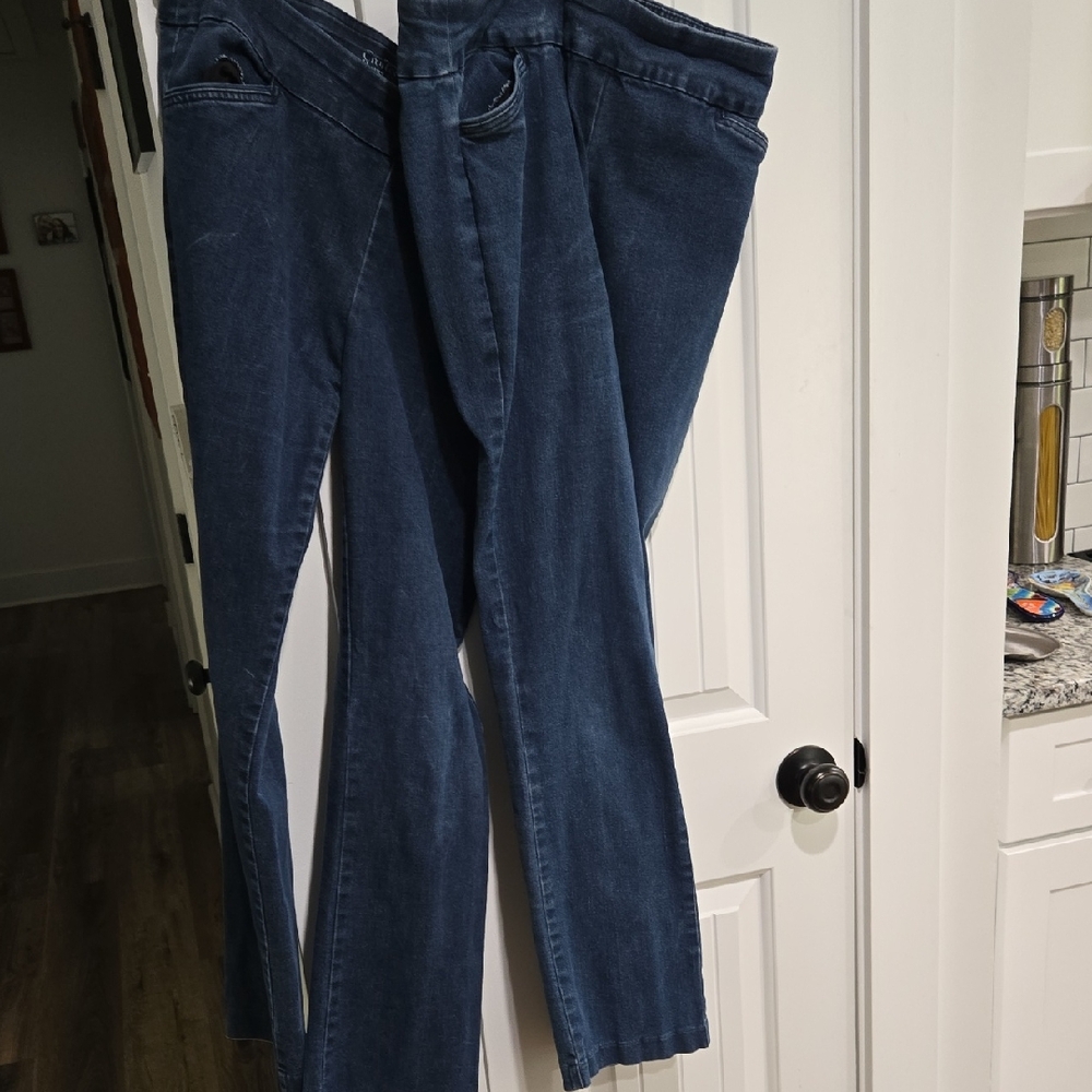 Croft & Barrow Denim Pull On Trousers (2 Pairs) 8 Long